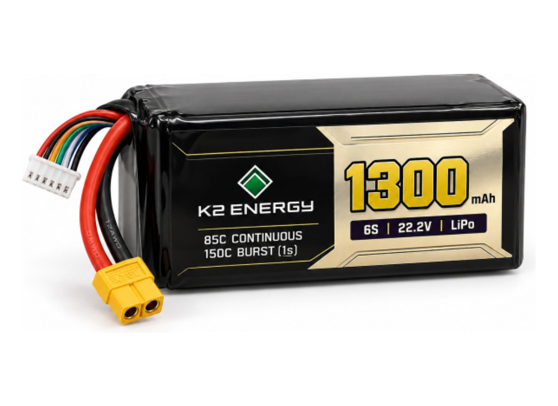 K2 Energy 1300mAh 6S LiPo drone battery