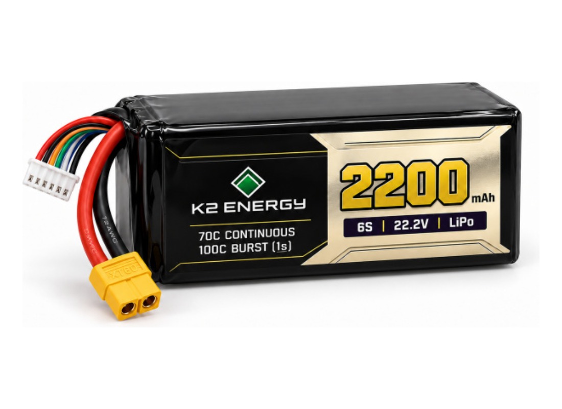 K2 Energy 2200mAh 6S LiPo drone battery