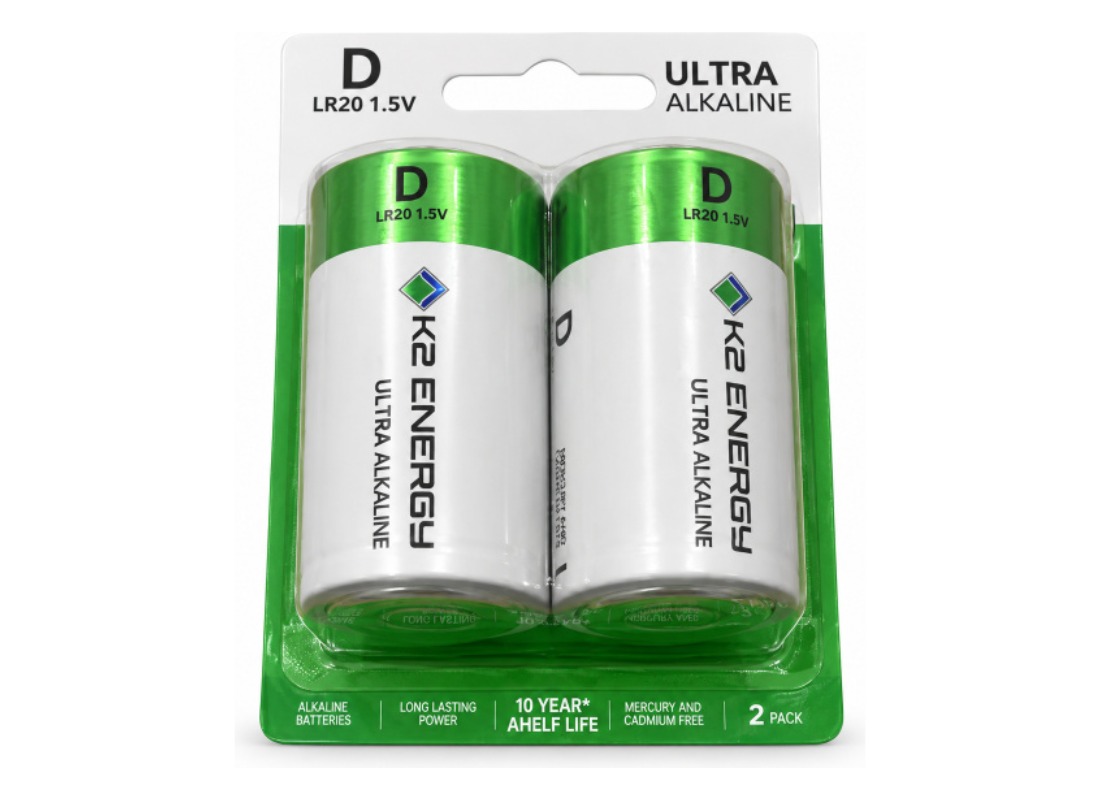 K2 Energy D Ultra Alkaline 2-pack