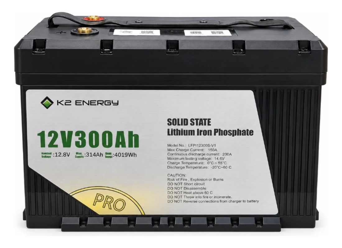 K2 Energy 12V 300Ah solid-state LiFePO4 battery